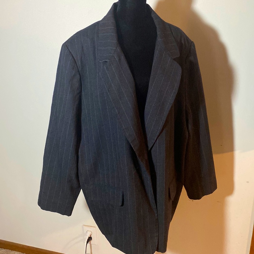 Pinstriped Wool Blazer